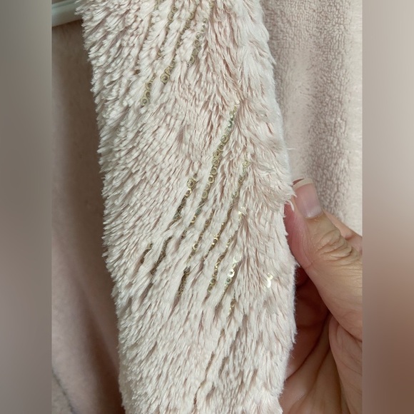 SOMA Luxe Sparkle Short Wrap Robe Blush Pink Plush Sequin Luxury Soft Pocket XXL - Picture 6 of 15